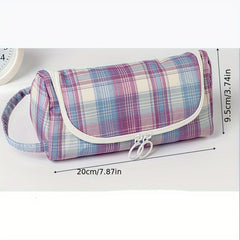 Plaid Net Large Capacity Pen Bag Makeup Bag