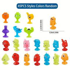 45pcs Mini Monster Suction Cup Toys Stress Relief Window Bath Toys