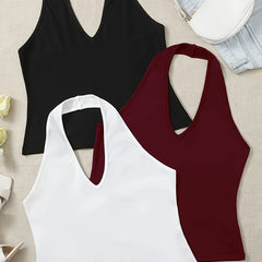 3 Pack Plus Size Sexy Sleepwear Set - Women's Plus Halter Neck Top