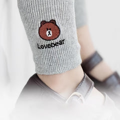 Girls Cartoon Bear Pattern Leggings Kids Knitted Pantyhose Toddlers Tights
