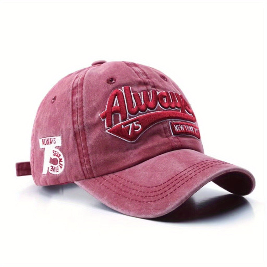 Washed Letter Embroidery Baseball Cap Men's Women's Hip Hop Shade Baseball Cap