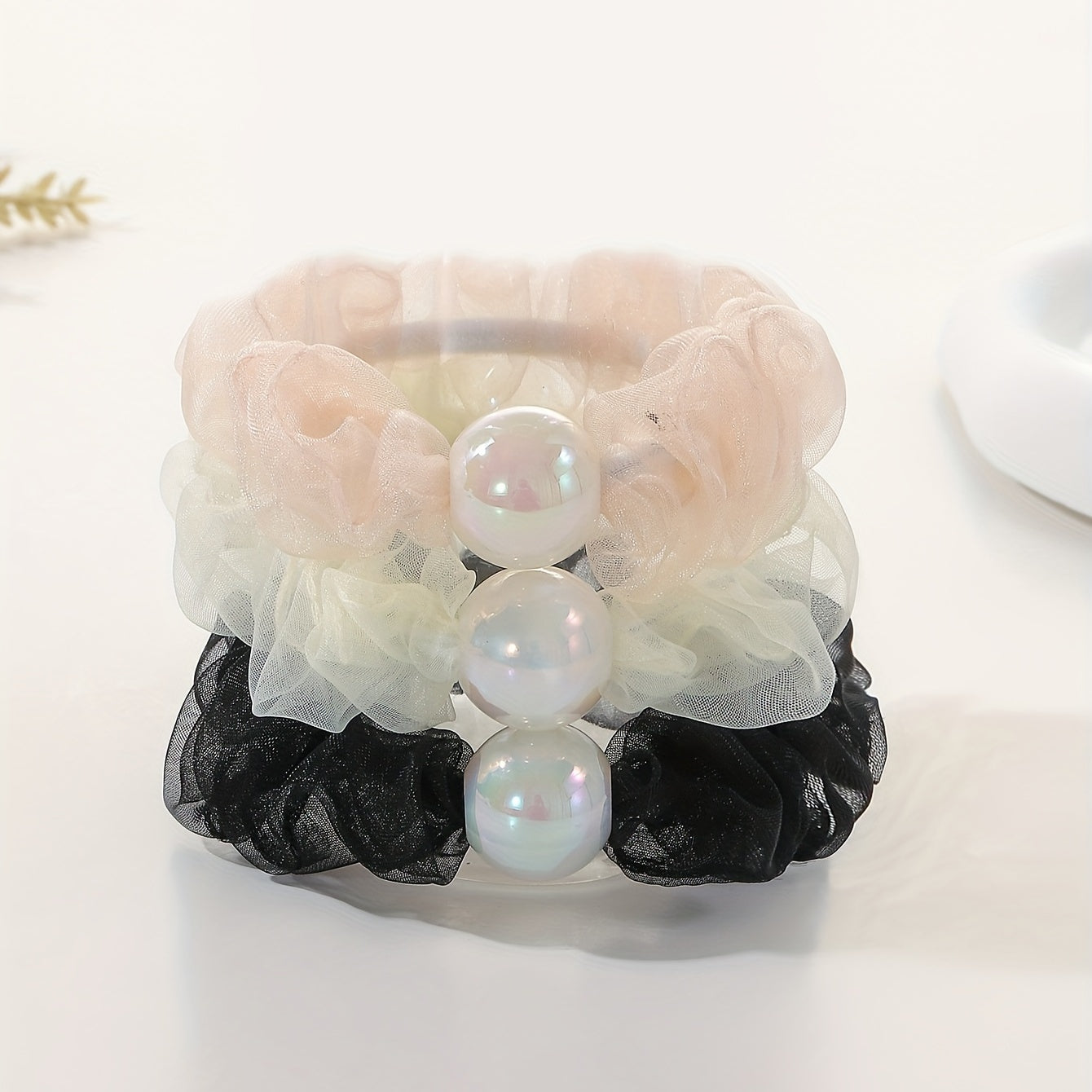 3pcs Faux Pearl Hair Ties Hair Bands for Girls