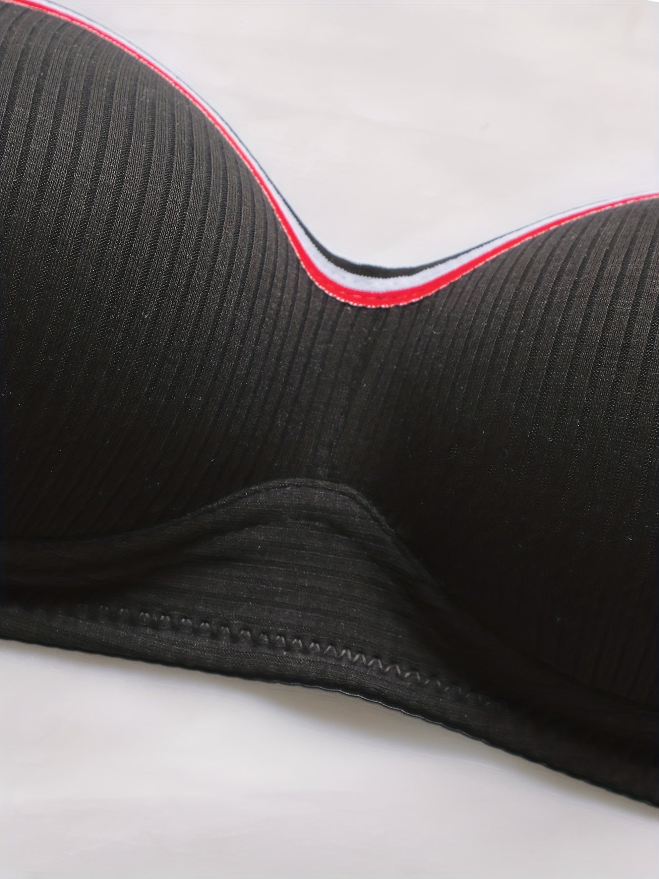 Stripe Strap Wireless Bralettes Ribbed Thin Cup Intimates Women's Lingerie