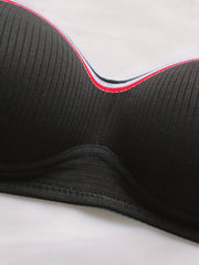 Stripe Strap Wireless Bralettes Ribbed Thin Cup Intimates Women's Lingerie