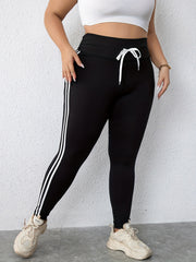 Striped Side Waistband Skinny Leggings