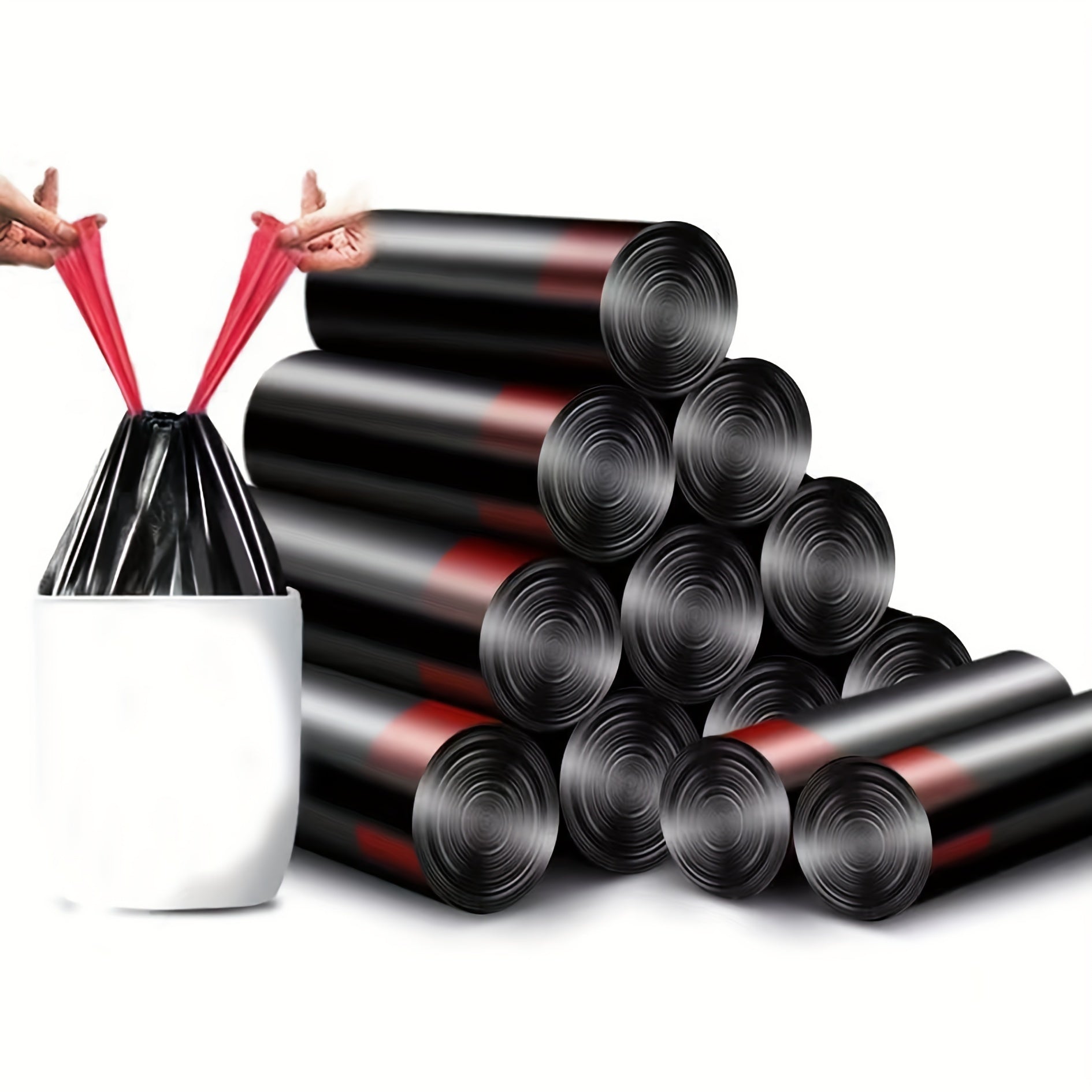 10 Rolls Drawstring Trash Bags 10pcs Per Roll Random Disposable Plastic