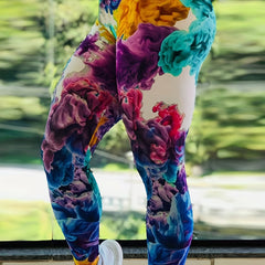 Casual Leggings Women's Plus Random Print High Rise Skinny Medium