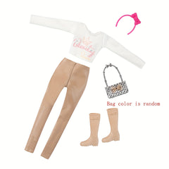 Polyester Leather Pants & Skirt Set for Girls