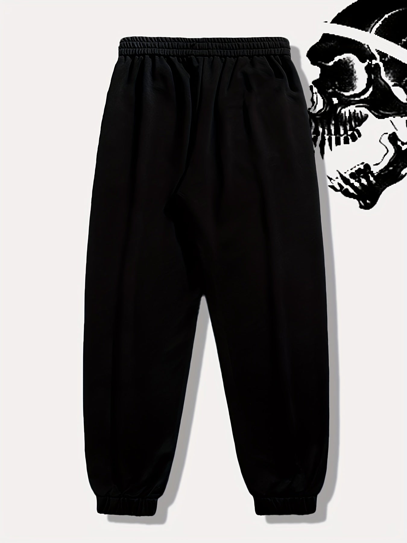 Skull Letter Print Drawstring Sweatpants Loose Fit Pants Men's Casual Joggers