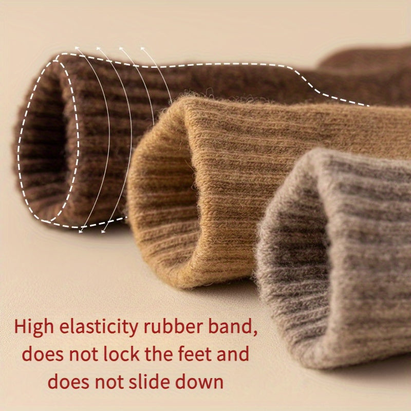4 Pairs Wool Socks Winter Extra Thick Warm Crew Socks Cashmere Cotton
