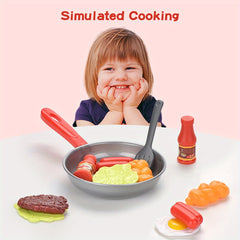 Kids' Play Kitchen Toy Cooking Set Frying Pan Simulated Food Cooking