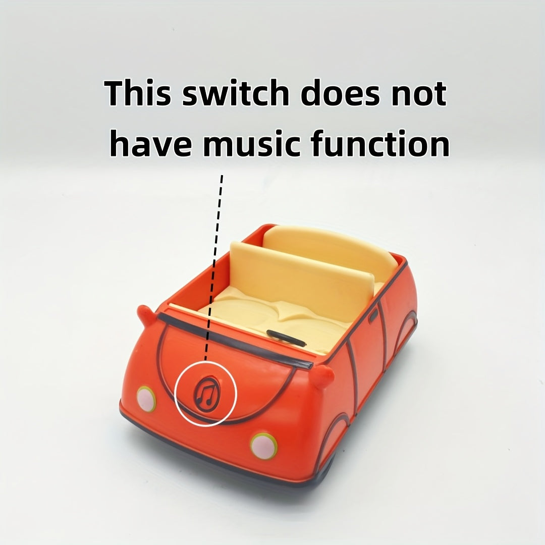 Red Toy Car Moving Wheels Animated Character Figurine Compartment No Needed