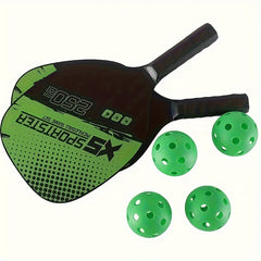 Wooden Pickleball Paddle Set with 2 Handles, 4 Balls & Bag