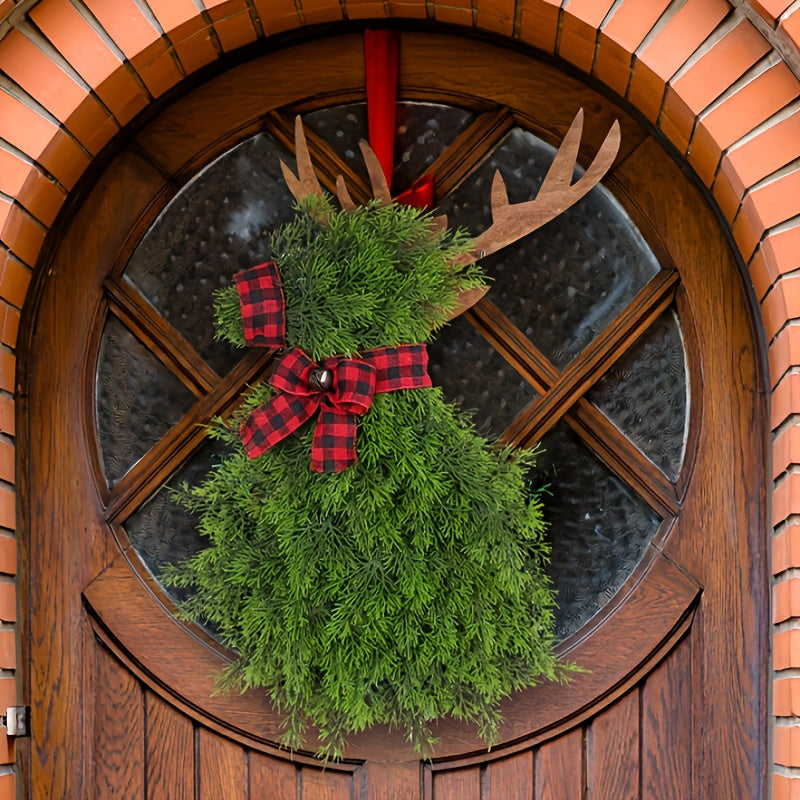 Pine Needle Elk Door Hanging Christmas Wreath Outdoor Decor