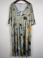 Casual Dress Women's Plus Floral Print Short Sleeve Round Neck Dress