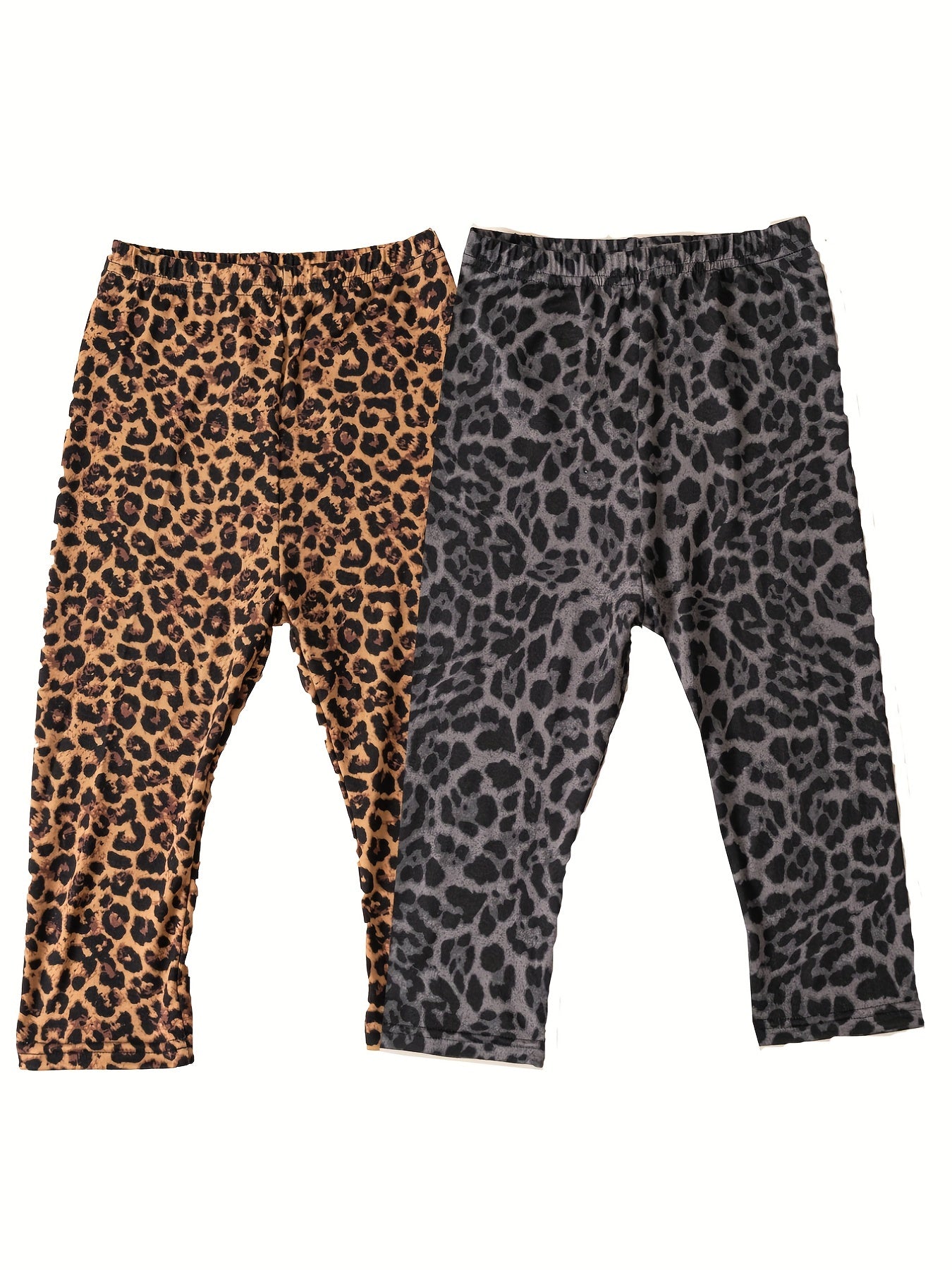 2pcs Girls Leopard Leggings Pants Outside Wear Slim Fit All match