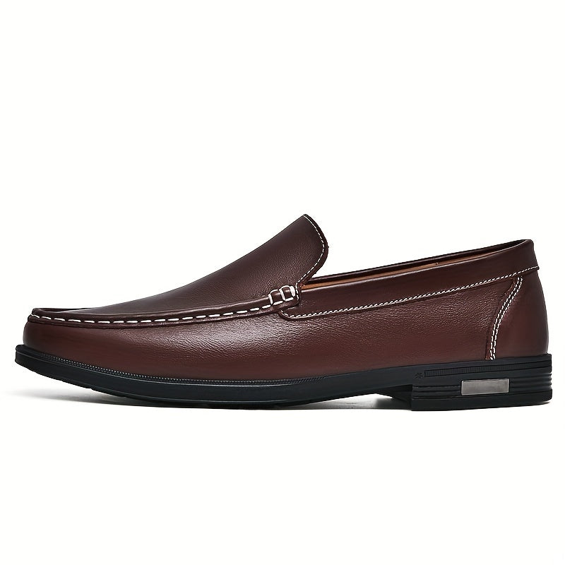 Men's Leather Moccasins Lightweight Slip On Shoes For Business