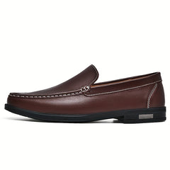 Men's Leather Moccasins Lightweight Slip On Shoes For Business