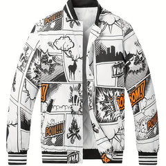 Men's Anime Pattern Cotton-padded Winter Coat