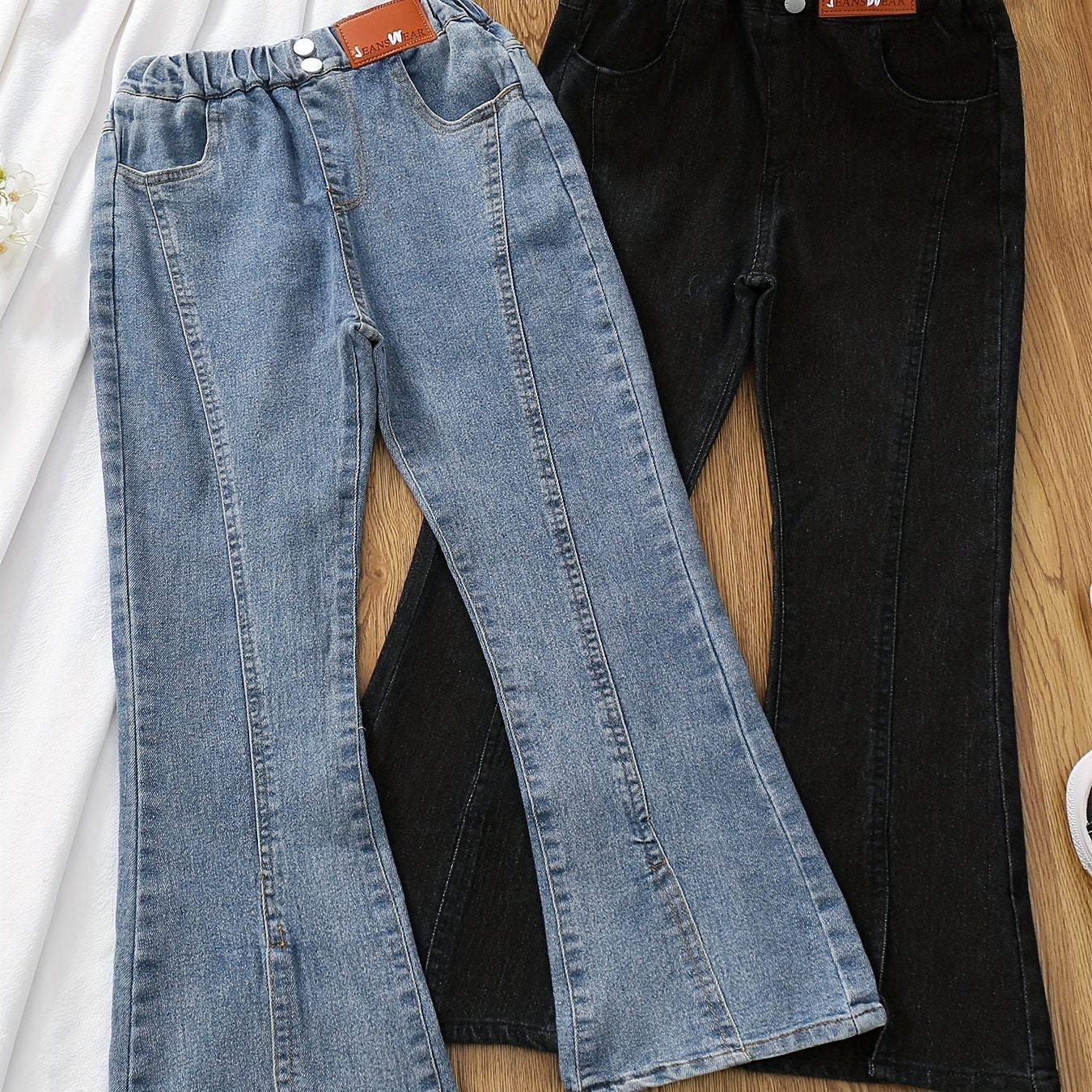 Girls' Casual Bell Bottom Pants Slim Fit Jeans For Kids