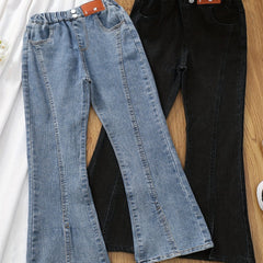 Girls' Casual Bell Bottom Pants Slim Fit Jeans For Kids