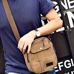 Functional Canvas Messenger Bag Lightweight Shoulder Travel Storage Bag