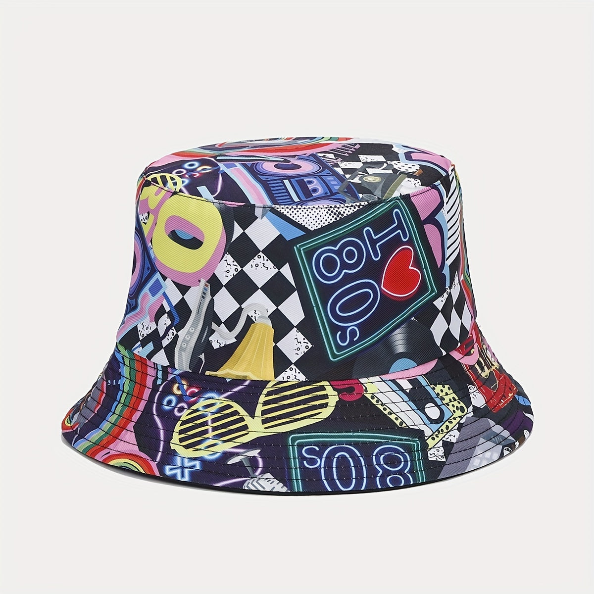 80s Printing Bucket Hat Double sided Sun Hat Unisex