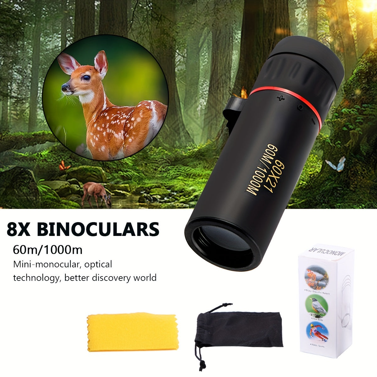 12X HD Magnification Monocular 3 6 Inch High Power Telescope