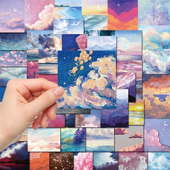 50pcs Landscape Doodle Stickers for Phone Laptop Water Cup