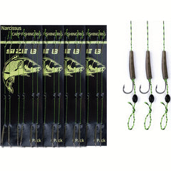 24pcs Carp Fishing Hair Rigs High Carbon Steel Hooks Braided Line Rolling Swivel