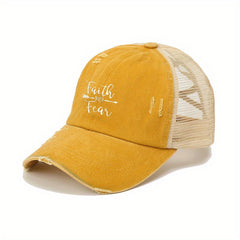 Distressed Ponytail Trucker Hat Baseball Cap