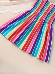 Toddler Girls Striped Ruffle A Line Princess Dress For Party
