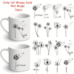 Dandelion UV DTF Transfer Stickers 16oz Glass Jars DIY Crafts