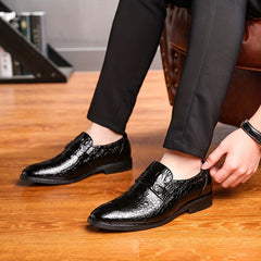 Men's Crocodile Pattern Slip On Formal Shoes Wear-resistant Non Slip