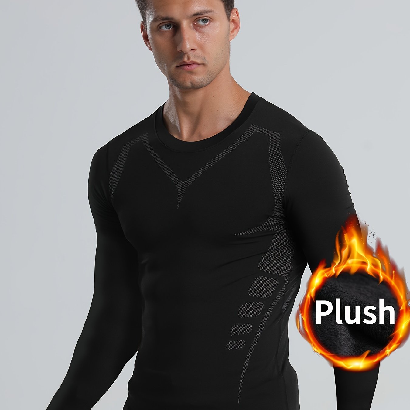 Men's Fleece Compression Shirt for Outdoor Fitness