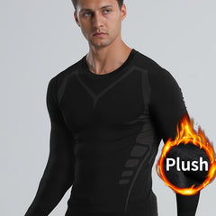 Men's Fleece Compression Shirt for Outdoor Fitness