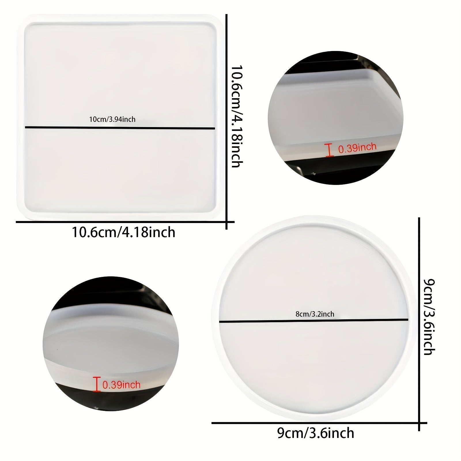 8pcs Resin Coaster Molds Set, Round & Square Silicone Molds, for Resin Casting