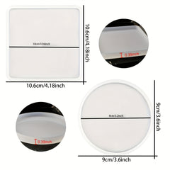 8pcs Resin Coaster Molds Set, Round & Square Silicone Molds, for Resin Casting