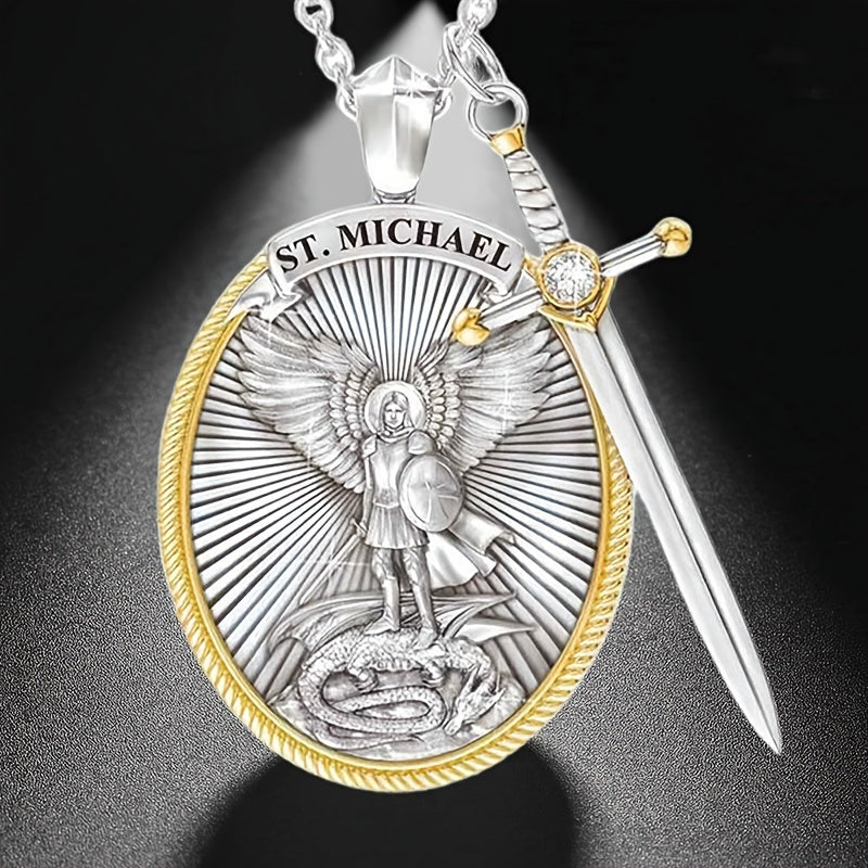St. Michael Archangel Shield God Sword Necklace