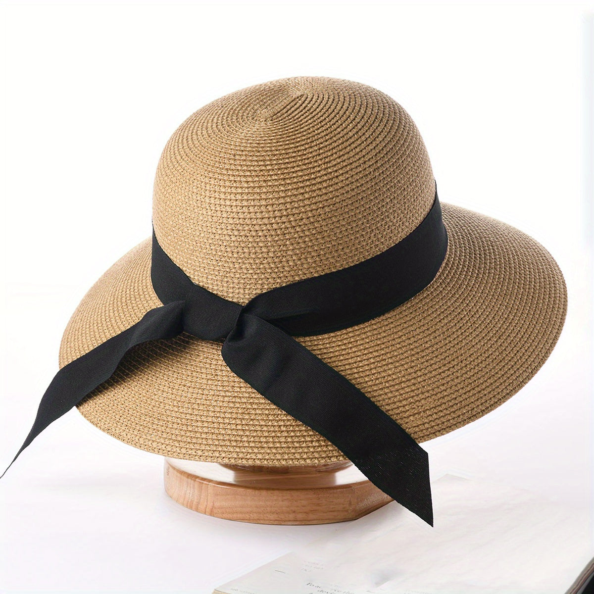 UPF50 Sun Hat Ribbon Bowknot Straw Hat French Style Wide Brim