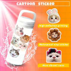 100pcs Realistic Cat Mixed Stickers for Water Cup Computer Mobile Phone Decor