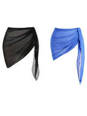 Solid Beach Wear Sarong Skirts 2 Pack Vacation Summer Mini Skirts