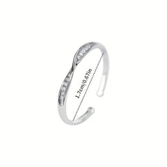 925 Silver Twisted Band Ring with Moissanite Decor, Stackable Jewelry