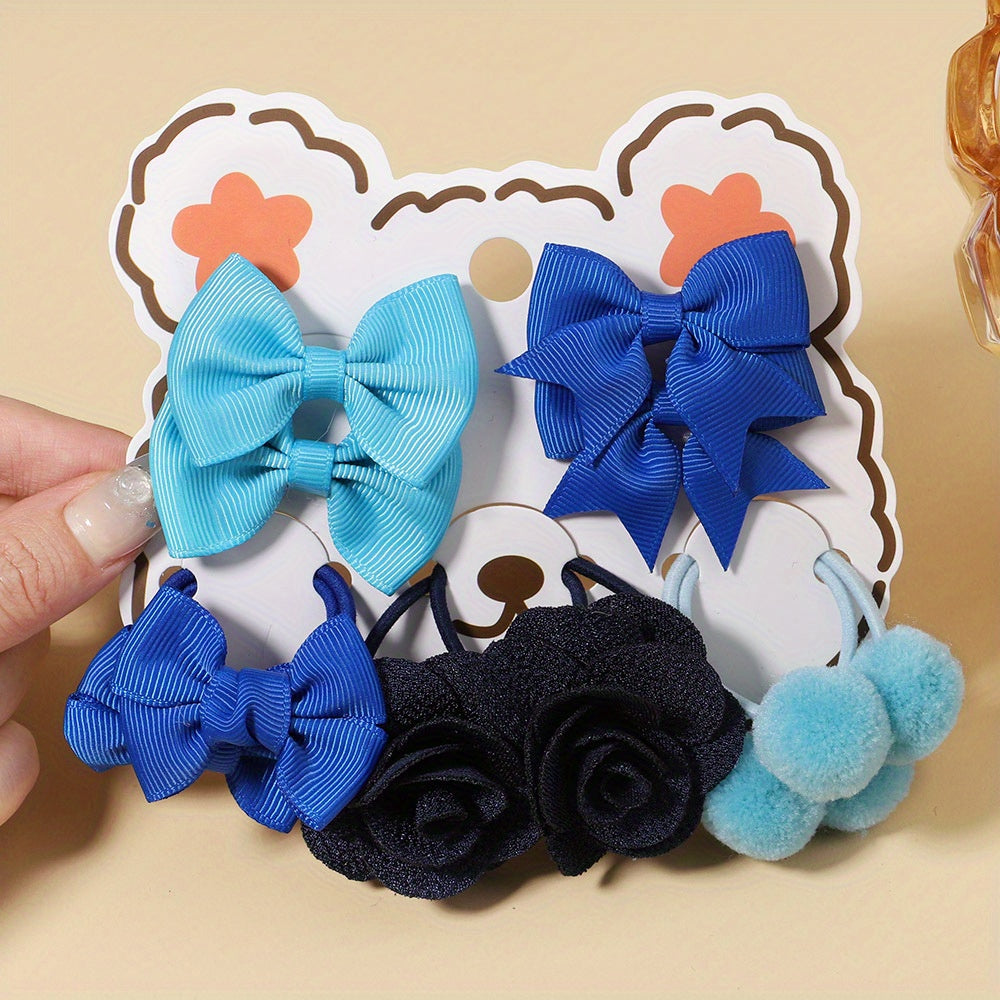 10pcs Colorful Bow Flower Hair Bands for Festivals & Proms