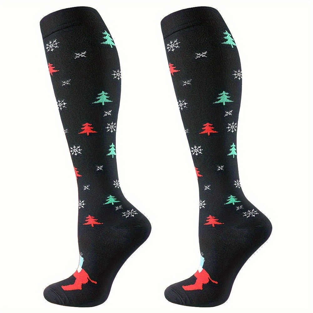 Compression Socks Women Men Circulation Support Christmas Knee High Stockings