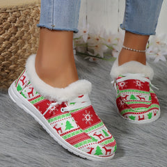 Women's Christmas Print Snow Sneakers Winter Canvas Shoes