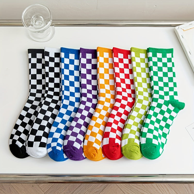 Plaid Print Socks Breathable All-match Stockings Women's Hosiery