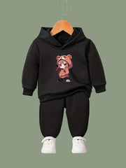 Anime Girl Pattern Long Sleeve Hooded Sweatshirt & Sweatpants