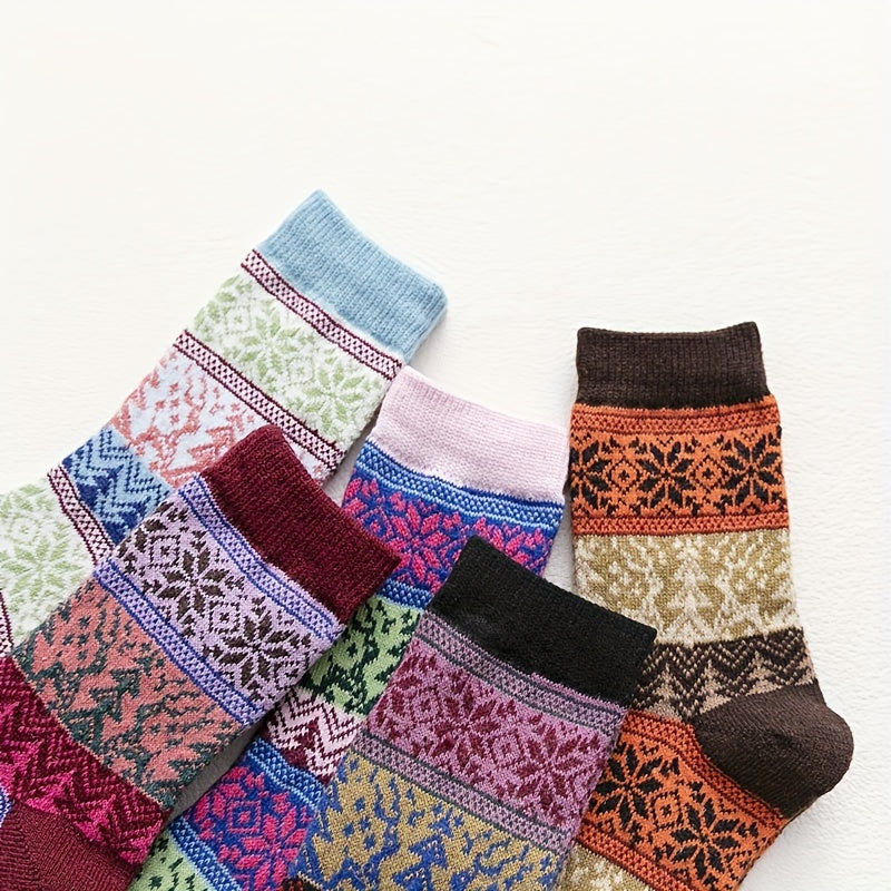 5 Pairs Christmas Print Socks Women's Mid Tube Stockings