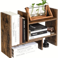 Wooden Desktop Bookshelf Organizer Counter Office Storage Rack Bookcase